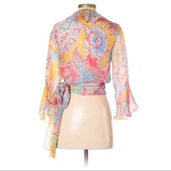 Ralph Lauren Collection Silk Floral Wrap Top - Picture 8 of 8